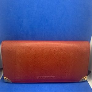 Vintage Givenchy Red or orange leather and gold hardware Long Wallet